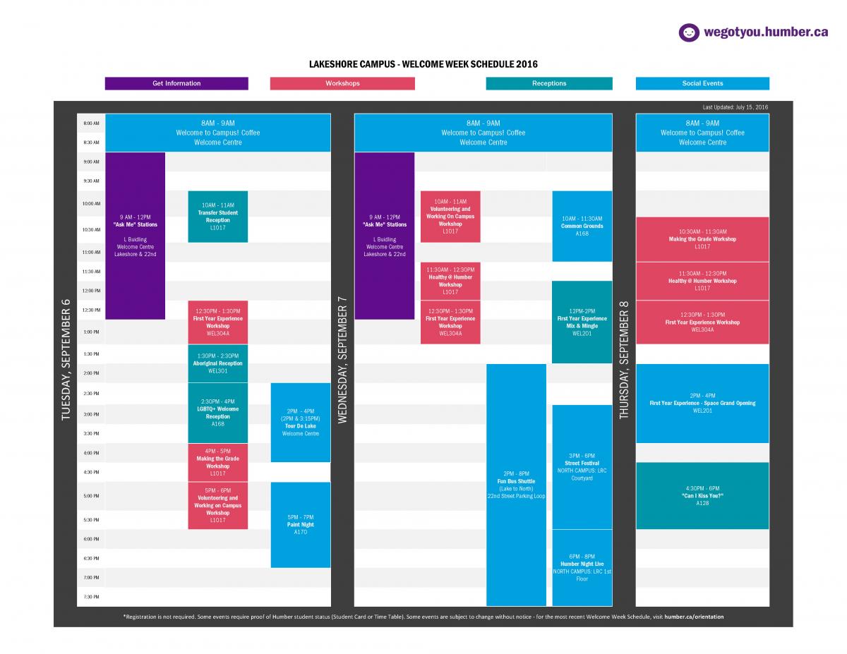 Fall Academic Orientation and Week Schedule Humber Communiqué